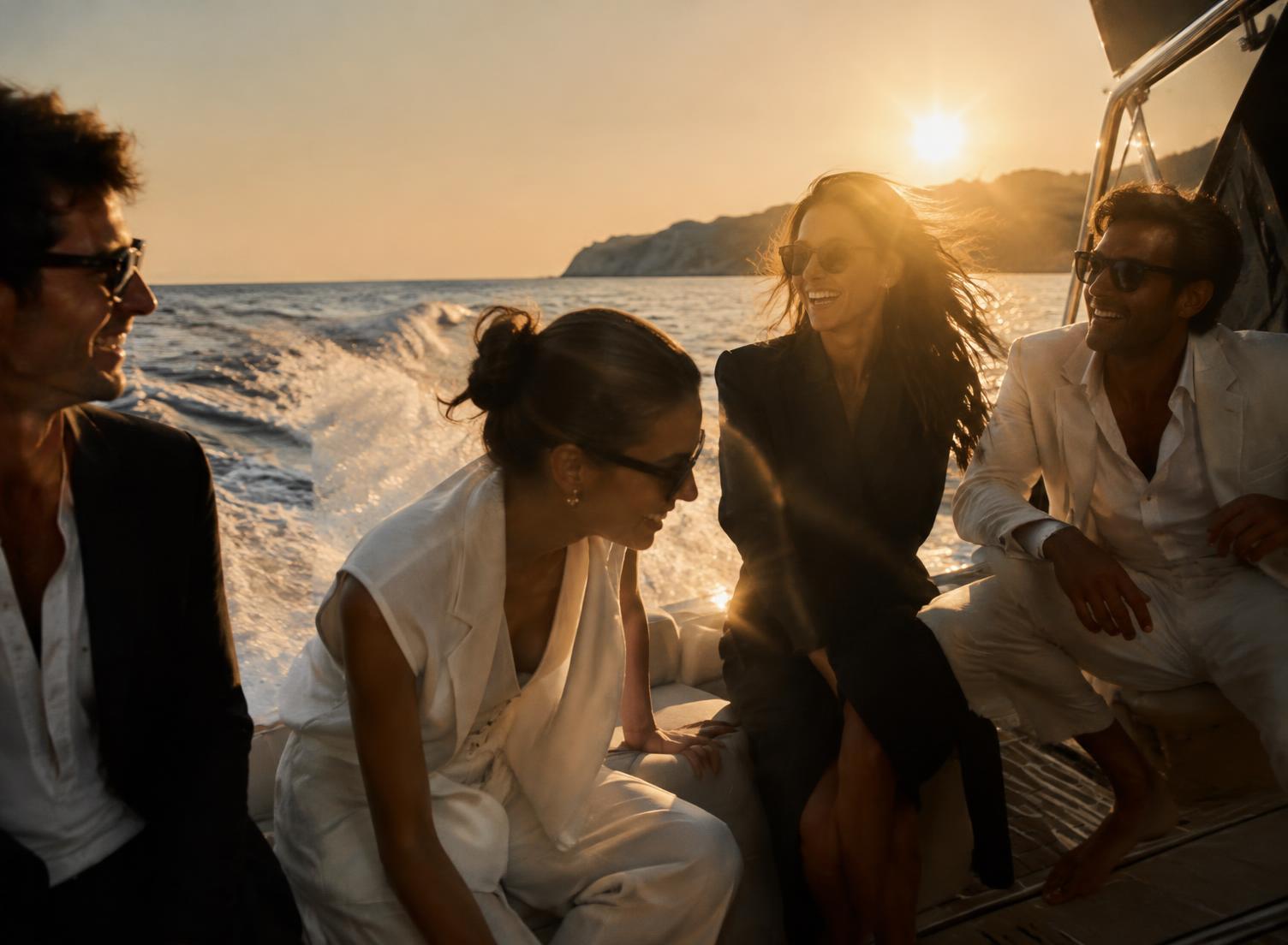 Friends travelling by yacht